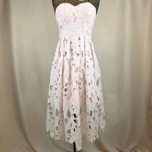 CHI CHI Womens (S) Pink Dress Strapless Lace Coquette Fairy Easter Party Prom